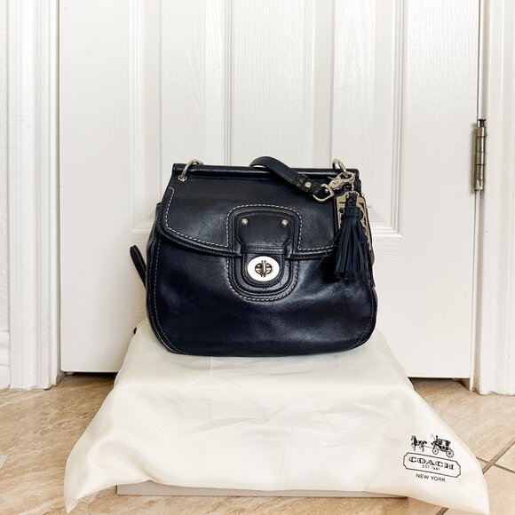 Coach Handbags - Coach Willis Legacy 19132 Navy Leather Bag Top Handle Crossbody Ltd Edition